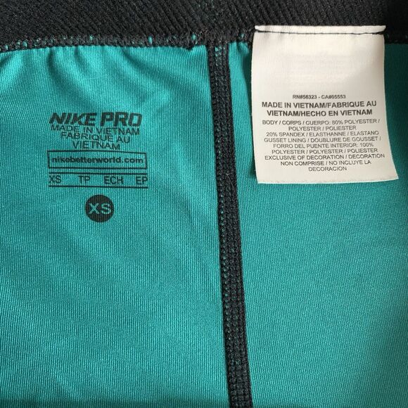 Nike Pro Leggings Women's Size XS Compression Blue Green Giraffe Print Dri-Fit - Picture 4 of 6